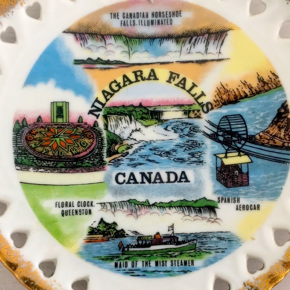 Niagara Falls Heart-Shaped Souvenir Plate - Kitschy Cutie! - Picture 2 of 5